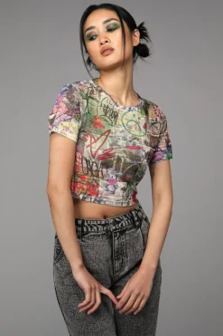 Women Black Friday Blouses & Tops*Back Alley Mesh Tee