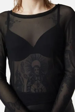 Women Dangerfield Blouses & Tops*Basic Mesh Long Sleeve Top