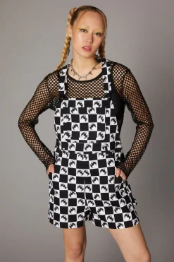 Women Black Friday Dresses & Pinafores*Bat Check Print Goth Overall