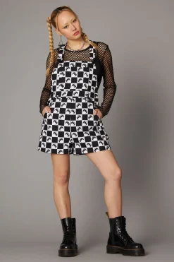 Women Black Friday Dresses & Pinafores*Bat Check Print Goth Overall