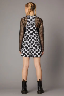 Women Black Friday Dresses & Pinafores*Bat Check Print Goth Overall