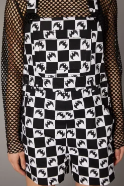 Women Black Friday Dresses & Pinafores*Bat Check Print Goth Overall