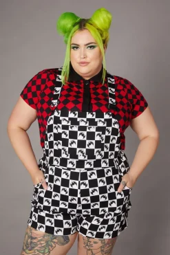 Women Black Friday Dresses & Pinafores*Bat Check Print Goth Overall