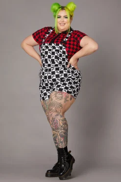 Women Black Friday Dresses & Pinafores*Bat Check Print Goth Overall