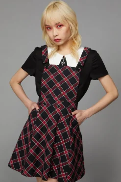 Women Black Friday Dresses & Pinafores*Batty Goth Tartan Pinafore