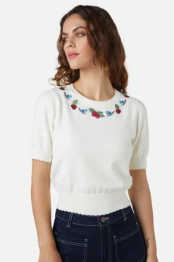 Women Princess Highway Blouses & Tops*Berry Sweet Emb Knit Top