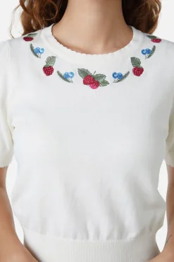 Women Princess Highway Blouses & Tops*Berry Sweet Emb Knit Top
