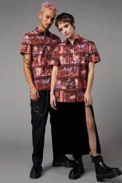 Men Black Friday Shirts & Tees*Bookish Print Short Sleeve Shirt