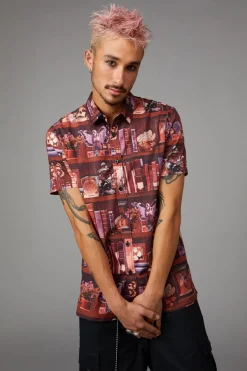 Men Black Friday Shirts & Tees*Bookish Print Short Sleeve Shirt