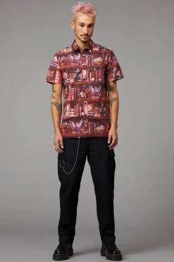 Men Black Friday Shirts & Tees*Bookish Print Short Sleeve Shirt