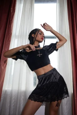 Women Dangerfield Skirts & Skorts*Boudoir Satin Lace Skort