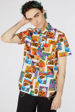Men Dangerfield Shirts & Tees*Cereal Print Cotton Ss Shirt