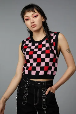 Women Black Friday Knitwear & Cardis*Checker Knit Vest