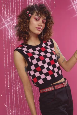 Women Black Friday Knitwear & Cardis*Checker Knit Vest