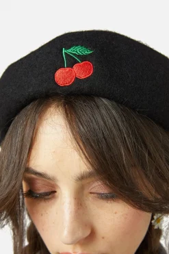Accessories Princess Highway Hats*Cherry Embroidered Beret