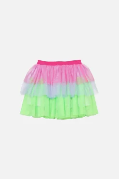 Kids Dangerkids Bottoms*Colour Block Kids Mesh Layered Skirt