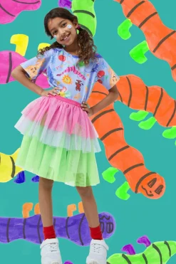 Kids Dangerkids Bottoms*Colour Block Kids Mesh Layered Skirt