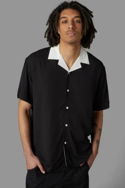 Men Black Friday Shirts & Tees*Contrast Collar Short Sleeve Shirt