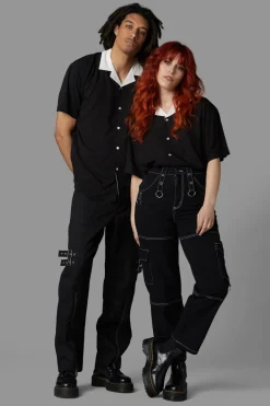 Men Black Friday Shirts & Tees*Contrast Collar Short Sleeve Shirt