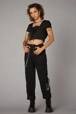 Women Black Friday Corsets & Harnesses*Contrast Stitch Corset Top