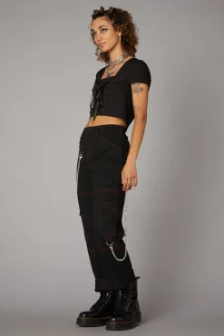 Women Black Friday Corsets & Harnesses*Contrast Stitch Corset Top