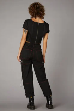 Women Black Friday Corsets & Harnesses*Contrast Stitch Corset Top