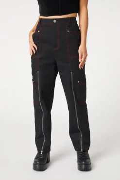 Women Dangerfield Pants & Jumpsuits*Contrast Stitch Zipper Pant