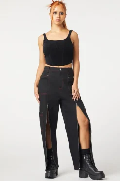 Women Dangerfield Pants & Jumpsuits*Contrast Stitch Zipper Pant