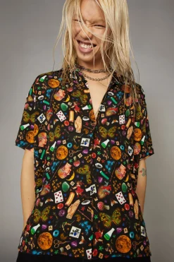 Men Black Friday Shirts & Tees*Crafty Witch Print Ss Shirt