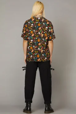 Men Black Friday Shirts & Tees*Crafty Witch Print Ss Shirt