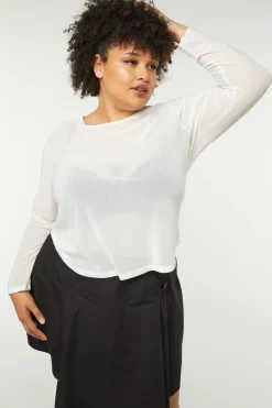 Women Dangerfield Curve Tops & Blouses*Curve Basic Mesh Long Sleeve Top