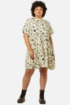Women Dangerfield Dresses & Pinafores*Curve Body Fossils Printed Dress