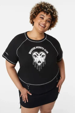 Women Dangerfield Curve Tops & Blouses*Curve Broken Hearts Crop Raglan