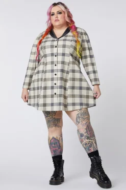 Women Dangerfield Dresses & Pinafores*Curve Crescent Tartan Long Sleeve Dress