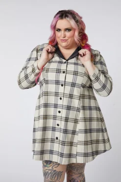 Women Dangerfield Dresses & Pinafores*Curve Crescent Tartan Long Sleeve Dress