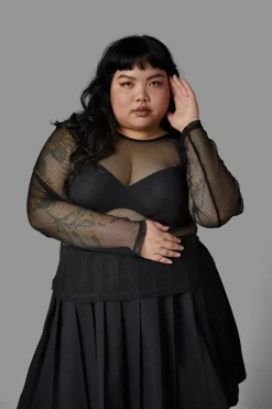 Women Black Friday Curve Tops & Blouses*Curve Dead Inside Mesh Top