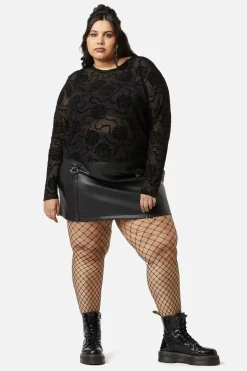 Women Dangerfield Curve Tops & Blouses*Curve Decaying Days Flocked Mesh Top