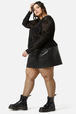 Women Dangerfield Curve Tops & Blouses*Curve Decaying Days Flocked Mesh Top