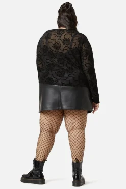 Women Dangerfield Curve Tops & Blouses*Curve Decaying Days Flocked Mesh Top