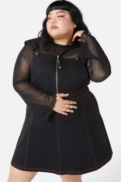 Women Dangerfield Dresses & Pinafores*Curve Defrauded Contrast Stitch Pinafore