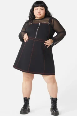 Women Dangerfield Dresses & Pinafores*Curve Defrauded Contrast Stitch Pinafore