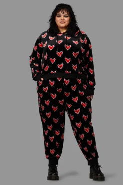 Women Black Friday Knitwear & Cardis*Curve Flamin Hearts Velour Hoodie