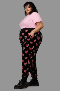 Women Black Friday Curve Pants & Skirts*Curve Flamin Hearts Velour Track Pant