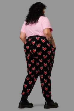 Women Black Friday Curve Pants & Skirts*Curve Flamin Hearts Velour Track Pant