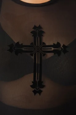 Women Dangerfield Curve Tops & Blouses*Curve Hail Lilith Flocked Mesh Top