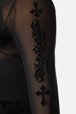 Women Dangerfield Curve Tops & Blouses*Curve Hail Lilith Flocked Mesh Top