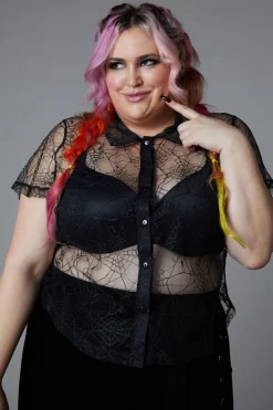 Women Black Friday Curve Tops & Blouses*Curve Interwebs Mesh Top