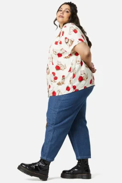 Women Dangerfield Curve Tops & Blouses*Curve Kitty Kisses Collar Blouse