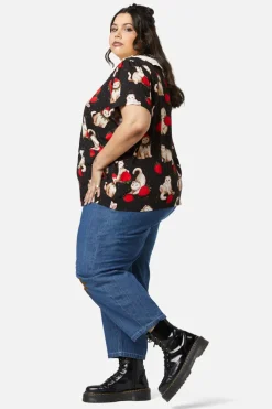 Women Dangerfield Curve Tops & Blouses*Curve Kitty Kisses Collar Blouse