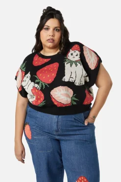 Women Dangerfield Curve Tops & Blouses*Curve Kitty Kisses Knit Top